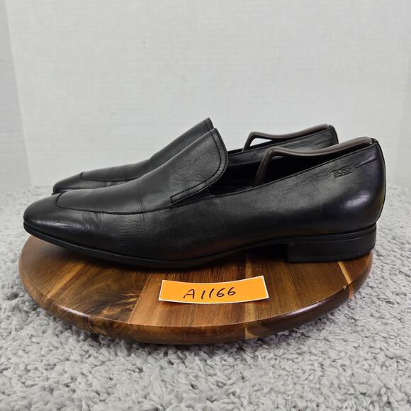 Hugo Boss Varmons Black Leather Casual Lifestyle Daily Slip On Loafers Mens 11 - Picture 1 of 16